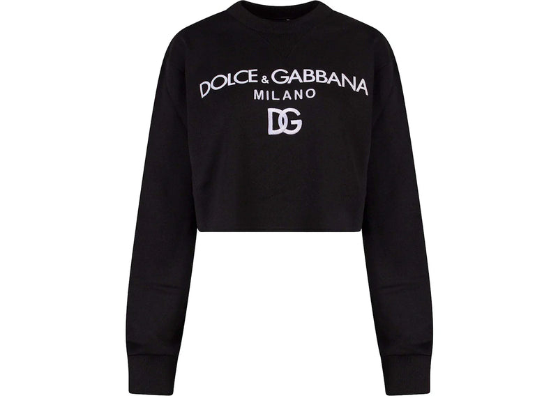 Dolce & Gabbana Woman Cotton Frontal Logo Sweatshirt Black