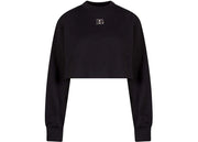 Dolce & Gabbana Woman Crop Fit Cotton DG Patch Sweatshirt Black