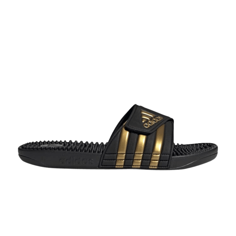 Adidas Adissage Slides Black Gold Metallic