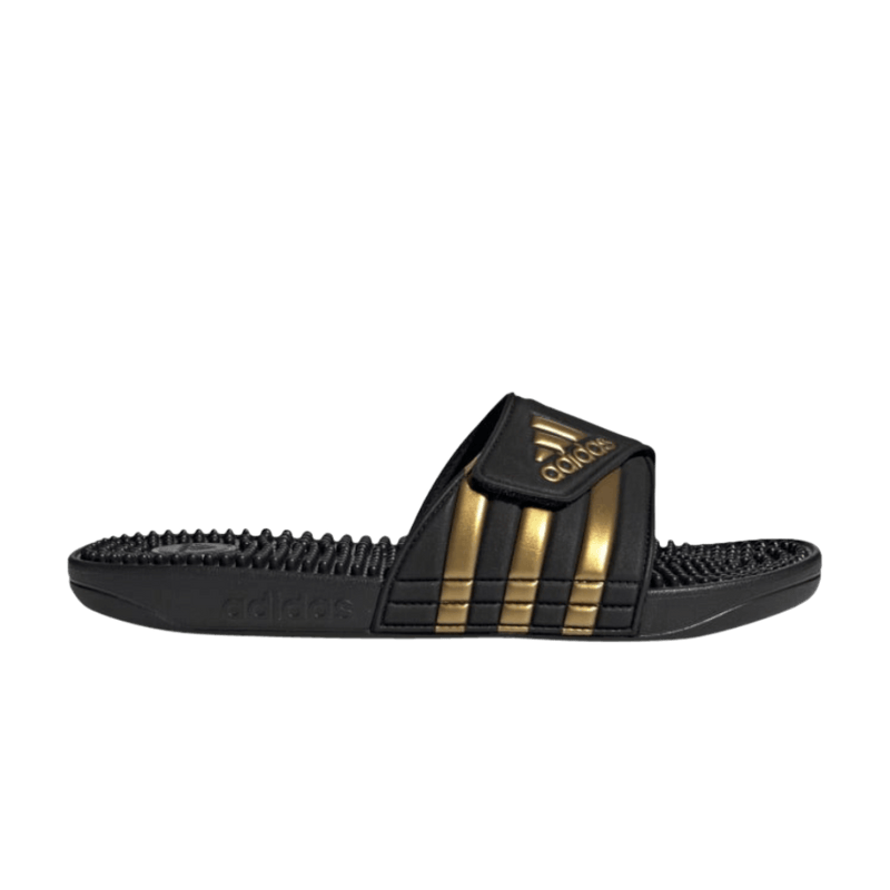 Adidas Adissage Slides Black Gold Metallic