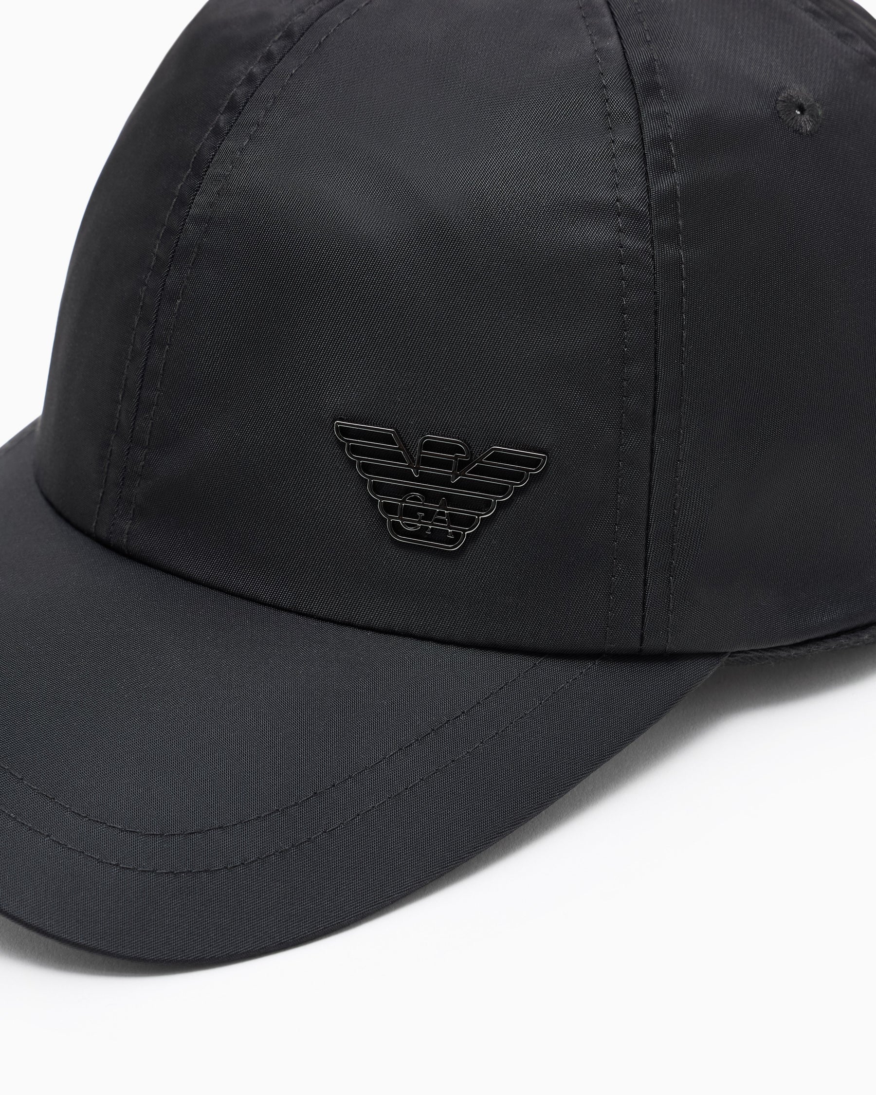 Emporio Armani Nylon cap with a metal logo plate and an adjustable back