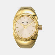 Fossil Watch Ring Women Quartz Gold Dial Analog Stainless Steel Watch Es5246