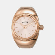 Fossil Watch Ring Women Quartz Pink Dial Analog Stainless Steel Watch Es5247