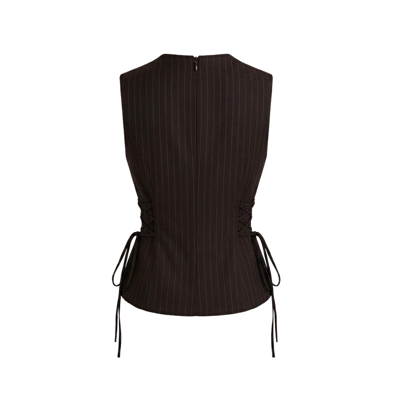 Elara Voss Cinched Cocoa Waistcoat