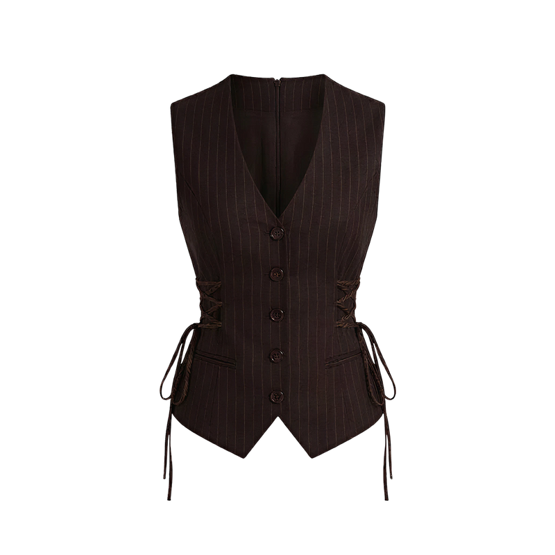 Elara Voss Cinched Cocoa Waistcoat