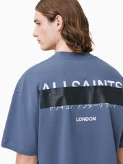 All Saints Blue Redact Shorts Sleeve T-Shirt