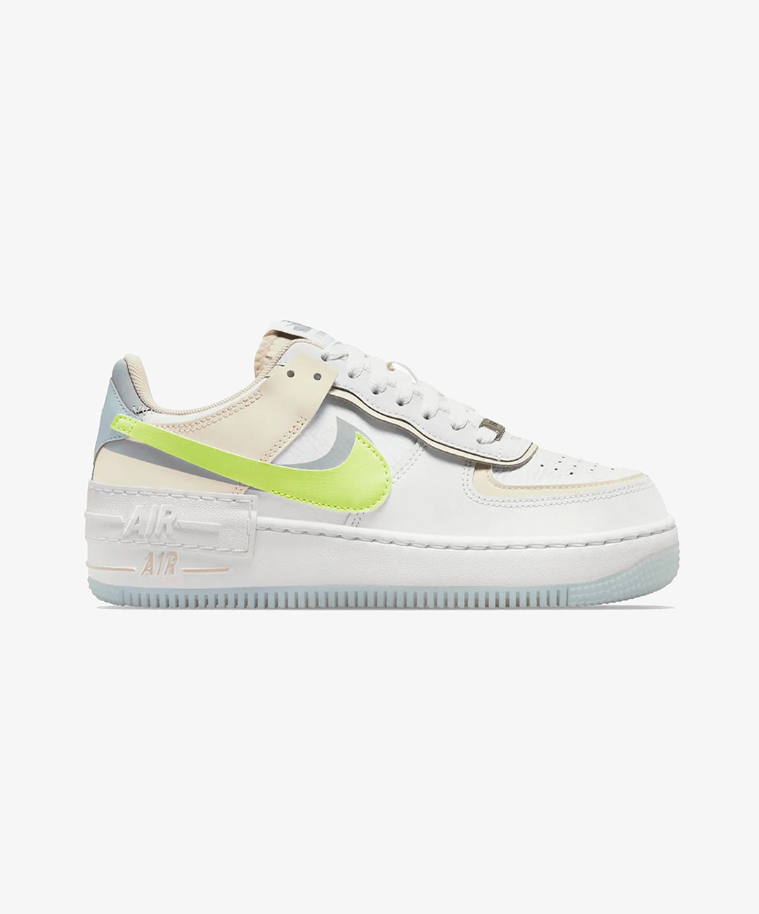 NIKE | AIR FORCE 1 SHADOW { WHITE/LT LEMON TWIST - WOLF GREY