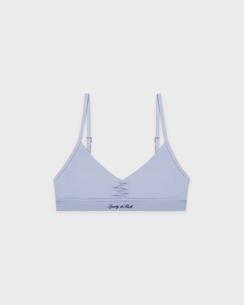 Signature Logo Mini Sports Bra - Faded Blue/White