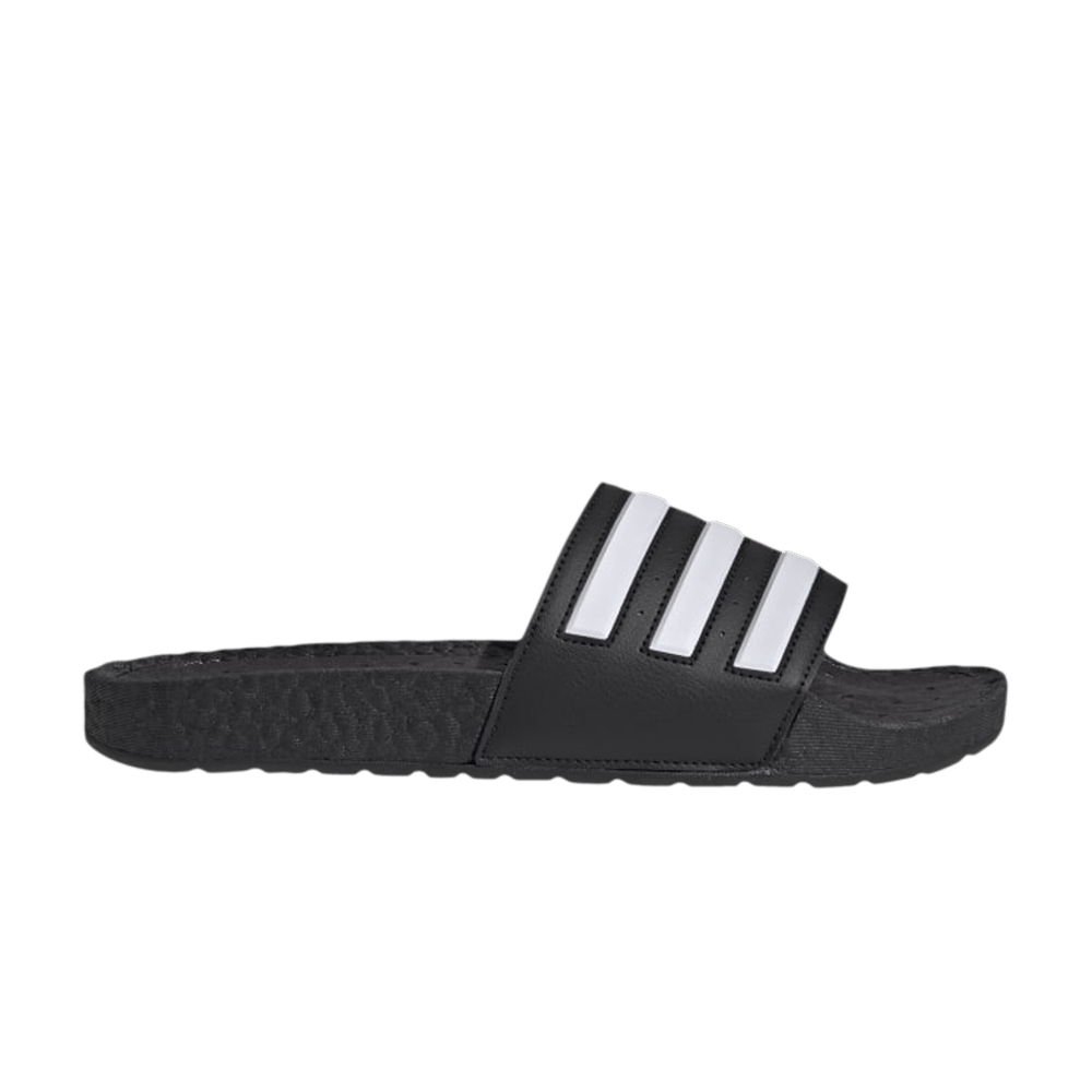 Adidas Adilette Boost Slides Black White Stripes