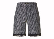 Fendi FF Monogram Denim Shorts Blue