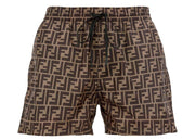 Fendi FF Motif Swim Shorts Brown