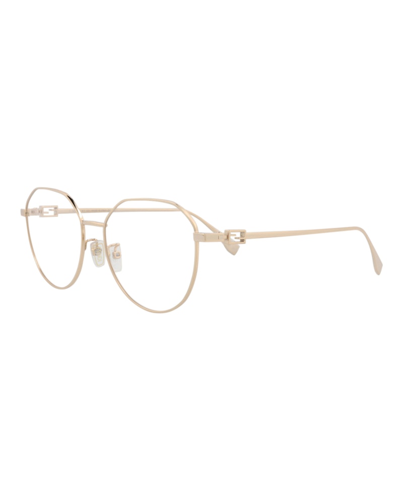Fendi Round-Frame Metal Optical Frames Gold Gold Transparent (FE50042U-55-028)