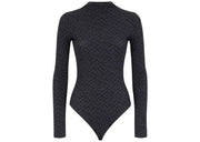 Fendi x SKIMS Mock Neck Long Sleeve Bodysuit Black