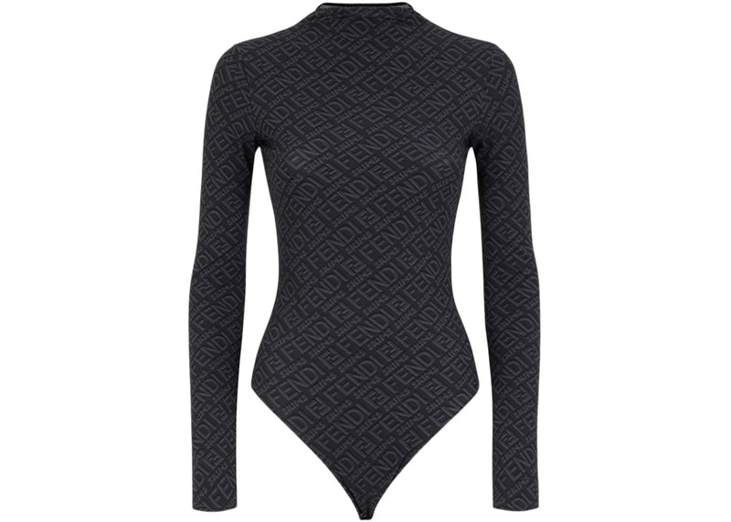 Fendi x SKIMS Mock Neck Long Sleeve Bodysuit Black