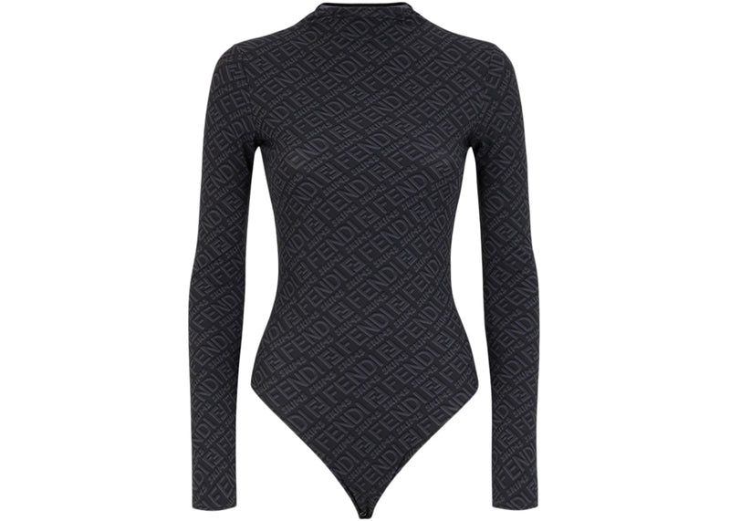 Fendi x SKIMS Mock Neck Long Sleeve Bodysuit Black