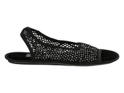 Ferragamo Anio Crystal Embellished Slingback Sandals Black (Women's)