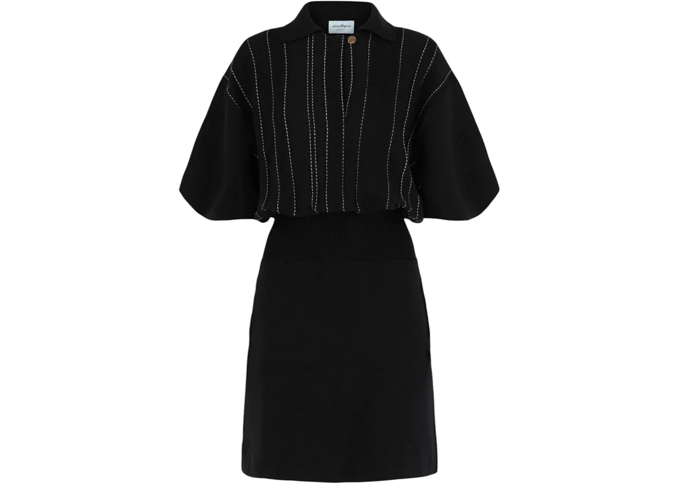 Ferragamo Contrast Stitch Knit Dress Blue