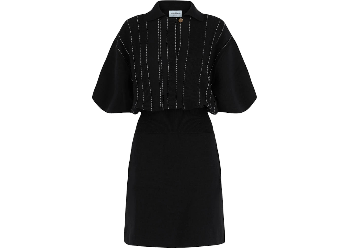 Ferragamo Contrast Stitch Knit Dress Blue
