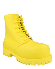 Ferragamo Fede Leather Combat Boots Yellow