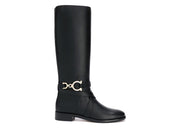 Ferragamo Gancini Horse-Bit Knee-High Boots Black (Women's)