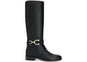 Ferragamo Gancini Horse-Bit Knee-High Boots Black (Women's)
