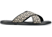 Ferragamo Gancini Printed Pool Slides Beige Black