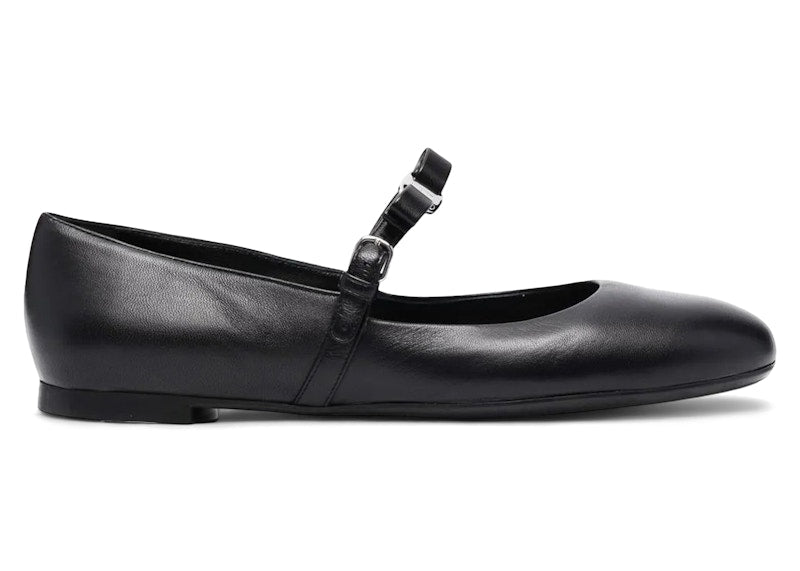 Ferragamo Lizz Leather Ballerina Shoes Black (Women's)