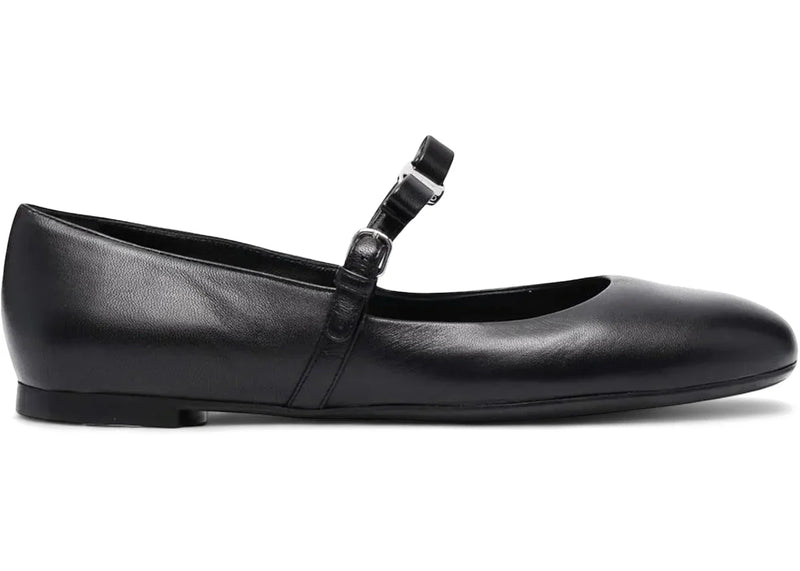 Ferragamo Lizz Leather Ballerina Shoes Black (Women's)