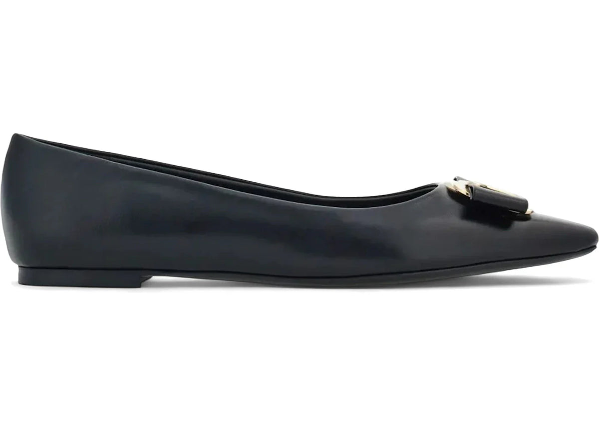 Ferragamo New Vara-Bow Lambskin Ballerina Shoes Black (Women's)