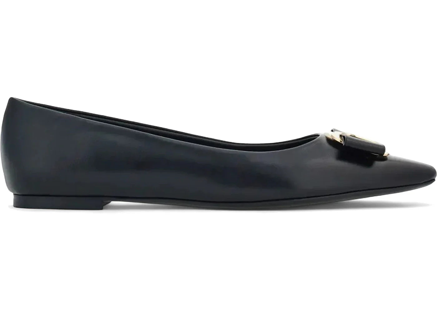 Ferragamo New Vara-Bow Lambskin Ballerina Shoes Black (Women's)
