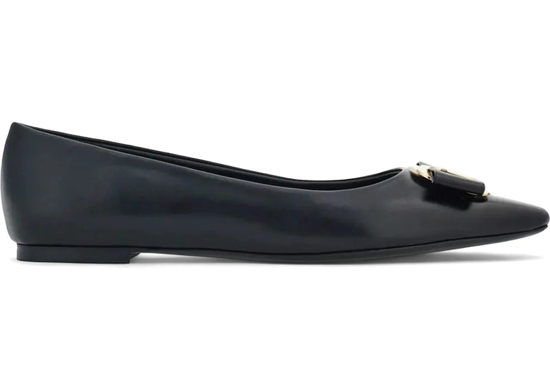 Ferragamo New Vara-Bow Lambskin Ballerina Shoes Black (Women's)