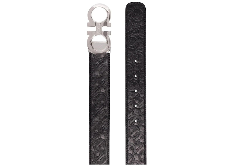 Ferragamo Reversible And Adjustable Gancini Belt 724127 Black