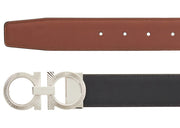 Ferragamo Reversible And Adjustable Gancini Belt Black/Big Sur Soil