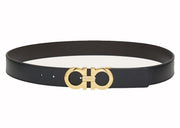 Ferragamo Reversible And Adjustable Gancini Belt 675542 586940 Black/Dark Brown