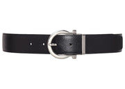 Ferragamo Reversible And Adjustable Gancini Belt Stamped Black/Hickory