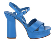Ferragamo Sonya Platform Heel Sandals Blue (Women's)