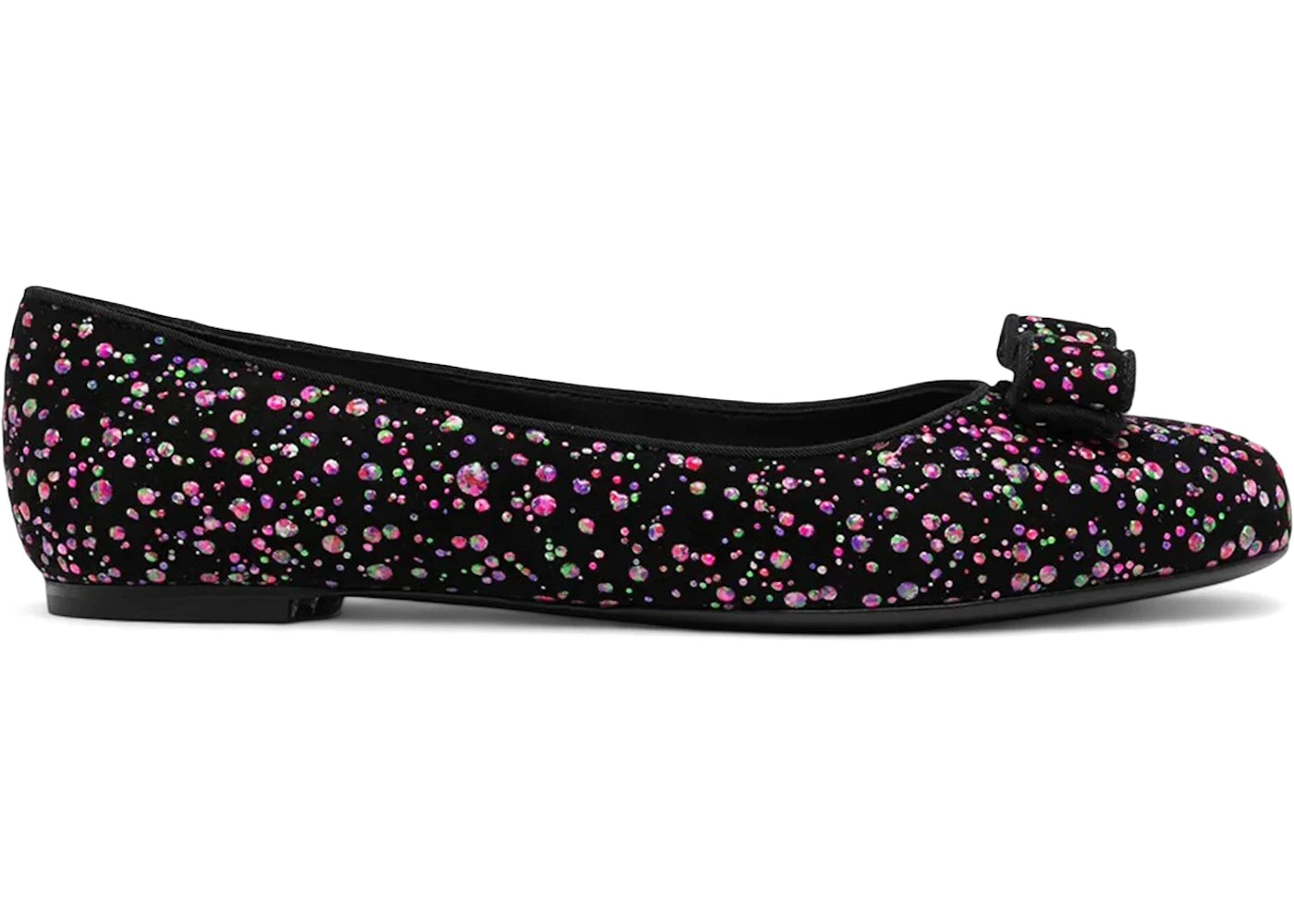 Ferragamo Varina Leather Ballerina Shoes Black Multi (Women's)