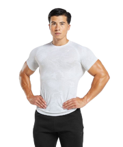 Gymshark Geo Seamless T-Shirt - White/Light Grey