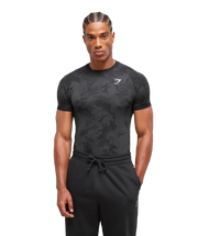 Gymshark Geo Seamless T-Shirt Black/Charcoal Grey
