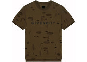 Givenchy 2 Layers Classic Fit Hole T-Shirt Khaki