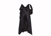 Givenchy Asymmetric Draped Satin Dress Black