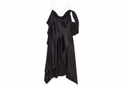 Givenchy Asymmetric Draped Satin Dress Black