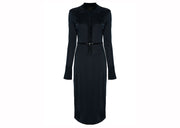 Givenchy Belted Polo-Collar Midi Dress Navy Blue
