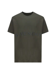 Givenchy Oversized Embroidered Logo T-Shirt Greyish Green
