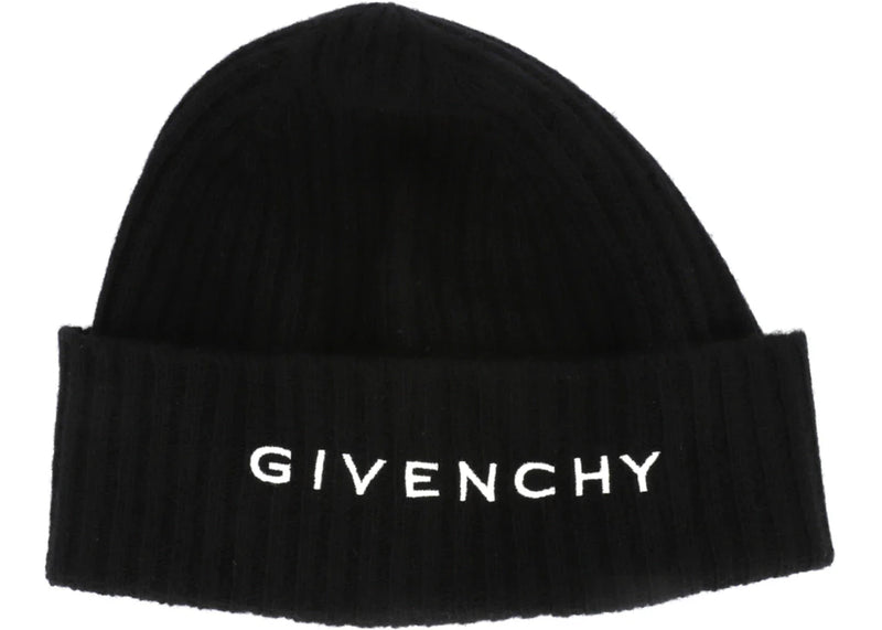 Givenchy Ribbed Embroidered Logo Beanie Black/White