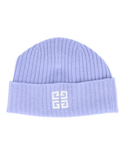 Givenchy Ribbed Embroidered Logo Beanie Light Blue