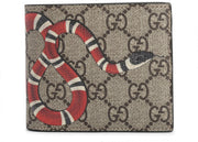 Gucci Bifold Wallet GG Supreme Kingsnake (8 Card Slot) Beige