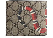 Gucci Bifold Wallet GG Supreme Kingsnake (8 Card Slot) Beige