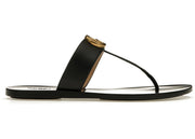 Gucci Double G Thong Sandal Black Leather