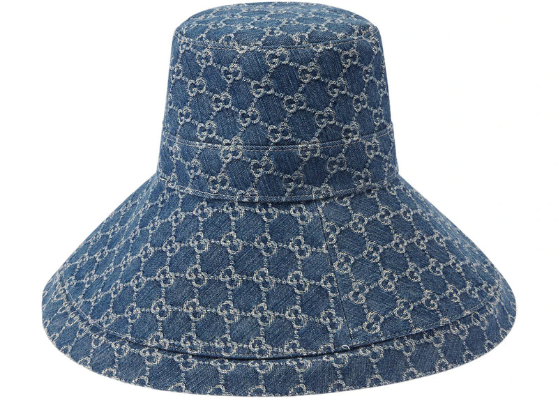 Gucci GG Canvas Wide Brim Hat Blue/Ivory